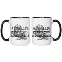 Alternative view of Ceramic Mug Printed 6 Designs OUTDOOR ADVENTURE Hiking Edgy Minimalist with Imagery 6 Designs SPECIAL ASSORTMENT Group A + B Mix 15oz Capacity Black Inner & Handle *minimum order 6 mugs* (order in increments of 6)