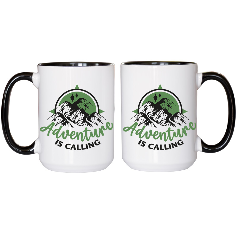 Ceramic Mug Printed 6 Designs OUTDOOR ADVENTURE Hiking Wild Awake Colours 6 Designs Group 15oz Capacity Black Inner & Handle *minimum order 6 mugs* (order in increments of 6) - Image 8