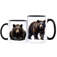 Ceramic Mug Printed 6 Designs WILDLIFE WOODLAND ANIMALS Majestic Black Bear Art 6 Designs Group 15oz Capacity Black Inner & Handle *minimum order 6 mugs* (order in increments of 6) - Image 6