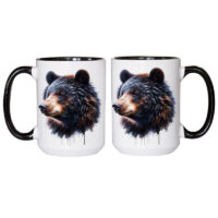 Ceramic Mug Printed 6 Designs WILDLIFE WOODLAND ANIMALS Majestic Black Bear Art 6 Designs Group 15oz Capacity Black Inner & Handle *minimum order 6 mugs* (order in increments of 6) - Image 4