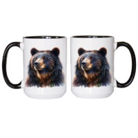 Ceramic Mug Printed 6 Designs WILDLIFE WOODLAND ANIMALS Majestic Black Bear Art 6 Designs Group 15oz Capacity Black Inner & Handle *minimum order 6 mugs* (order in increments of 6) - Image 5