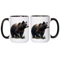 Alternative view of Ceramic Mug Printed 6 Designs WILDLIFE WOODLAND ANIMALS Majestic Black Bear Art 6 Designs Group 15oz Capacity Black Inner & Handle *minimum order 6 mugs* (order in increments of 6)