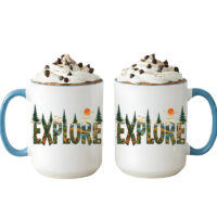 Ceramic Mug Printed 6 Designs OUTDOOR ADVENTURE Hiking Wander Landscape Floral 6 Designs Group 15oz Capacity BLUE Inner & Handle *minimum order 6 mugs* (order in increments of 6) - Image 8