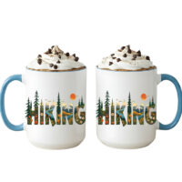 Ceramic Mug Printed 6 Designs OUTDOOR ADVENTURE Hiking Wander Landscape Floral 6 Designs Group 15oz Capacity BLUE Inner & Handle *minimum order 6 mugs* (order in increments of 6) - Image 7