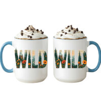 Ceramic Mug Printed 6 Designs OUTDOOR ADVENTURE Hiking Wander Landscape Floral 6 Designs Group 15oz Capacity BLUE Inner & Handle *minimum order 6 mugs* (order in increments of 6) - Image 5