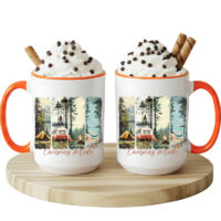 Alternative view of Sublimation Blank - Unprinted Ceramic Mug Shiny White with Orange Inner & Handle 15 oz Capacity (Printed Mugs $6.95 each) *minimum order one tray of 12 mugs*