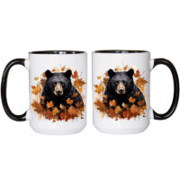 Alternative view of Ceramic Mug Printed 6 Designs WILDLIFE WOODLAND ANIMALS MAPLE LEAVES 6 Designs GROUP A 15oz Capacity Black Inner & Handle *minimum order 6 mugs* (order in increments of 6)