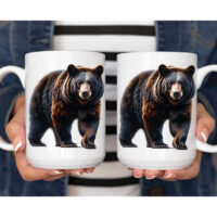 Alternative view of Ceramic Mug Printed 6 Designs WILDLIFE WOODLAND ANIMALS Majestic Black Bear Art 6 Designs Group 15oz Capacity *minimum order 6 mugs* (order in increments of 6)