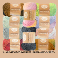 Landscapes Renewed STARTER PACK 10 COLOURS 150g 232y/212m per skein Master Carton 60 units Innerpack 3 units Minimum Order Qty 10 units (order in increments of 10) *Ask about our Master Carton Pricing*