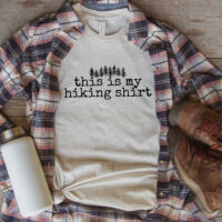 Tee Shirt Printed Adventure Designs - OUTDOOR HIKING Edgy Minimalist This is My Hiking Shirt with Forest Imagery