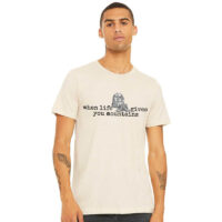 Alternative view of Tee Shirt Printed Adventure Designs - OUTDOOR HIKING Edgy Minimalist When Life Gives You Mountains with Backpack and Hiking Boots Imagery