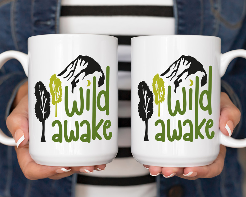 Ceramic Mug Printed 6 Designs OUTDOOR ADVENTURE Hiking Wild Awake Colours 6 Designs Group 15oz Capacity *minimum order 6 mugs* (order in increments of 6) - Image 3
