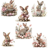 Alternative view of Ceramic Mug Printed Easter Pink Farmhouse Pink Easter Bunnies 15 oz Capacity 6 Designs *minimum order 6 units* (order in increments of 6)