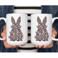 Alternative view of Ceramic Mug Printed Easter Botanical Easter Bunny Outline Assorted Colours 15oz Capacity 6 Designs *minimum order 6 units* (order in increments of 6)