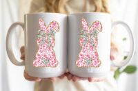 Ceramic Mug Printed Easter Pink Coquette Easter Bunnies 15oz Capacity 6 Designs *minimum order 6 units* (order in increments of 6) - Image 3