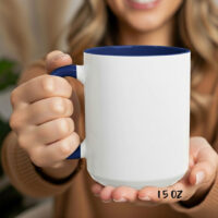 Alternative view of Sublimation Blank - Unprinted Ceramic Mug Shiny White with Navy Blue Inner & Handle 15 oz Capacity (Printed Mugs $6.95 each) *minimum order one tray of 12 mugs*