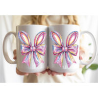 Ceramic Mug Printed Easter Faux Stitched Bespectacled Bunny and Bunny Ears 15 oz Capacity 6 Designs *minimum order 6 units* (order in increments of 6) - Image 3