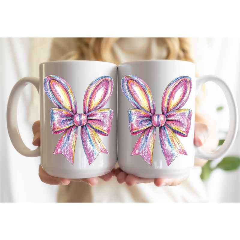 Ceramic Mug Printed Easter Faux Stitched Bespectacled Bunny and Bunny Ears 15 oz Capacity 6 Designs *minimum order 6 units* (order in increments of 6) - Image 3