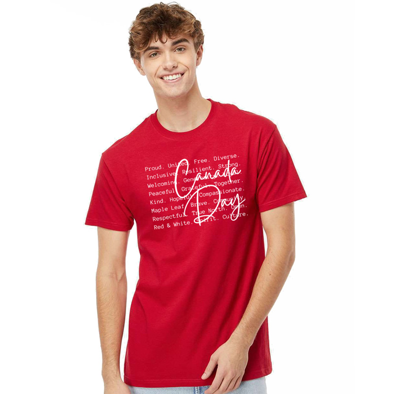 Tee Shirt Printed 1 Design Canada Day BW National Identity Iconic Words