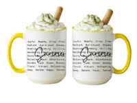 Alternative view of Ceramic Mug Printed Summer 1 Design Summer Script Over Typewriter Style Iconic Words 15oz Capacity Coloured Inner and Handle (You Pick!) *minimum order 6 mugs* (order in increments of 6)