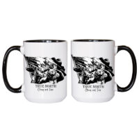 Alternative view of Ceramic Mug Printed True North Buddies Sketch Art Bear Moose Flag Strong & Free 15oz Capacity Coloured Inner & Handle (You Pick!) *minimum order 6 mugs* (order in increments of 6)