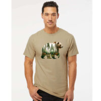 Tee Shirt Printed WILDLIFE WOODLAND ANIMALS Silhouette Bear Mountains #15