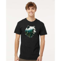 Tee Shirt Printed WILDLIFE WOODLAND ANIMALS Silhouette Bear Mountains #16