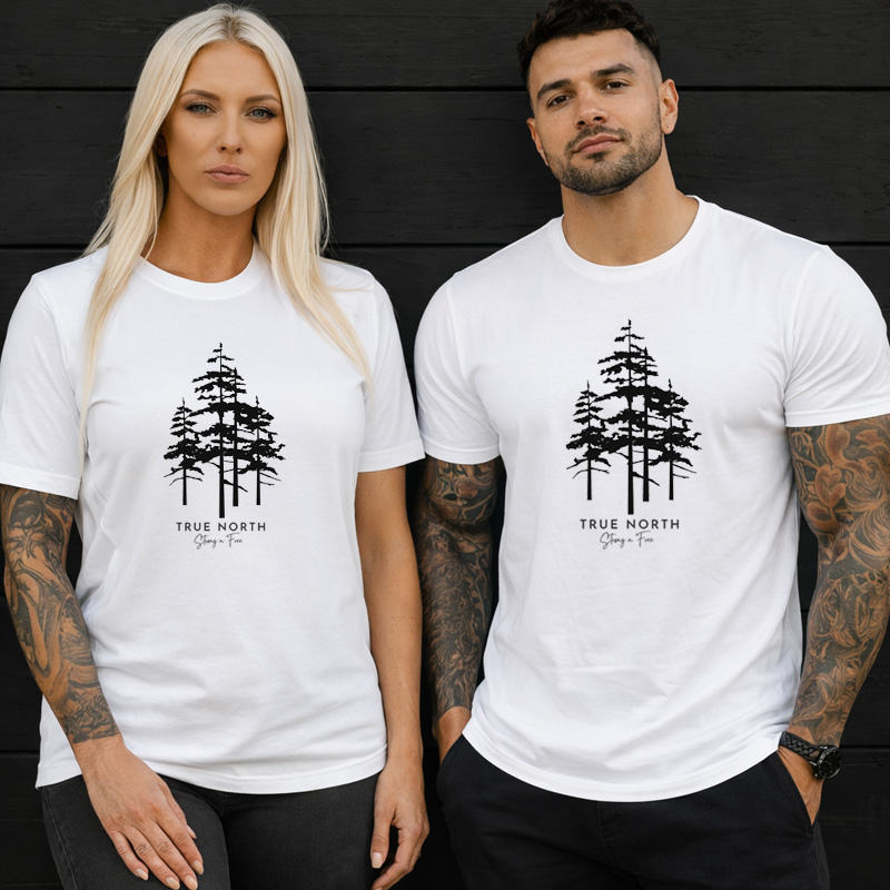 Tee Shirt Printed Canada True North Strong n Free 3 Trees Imagery