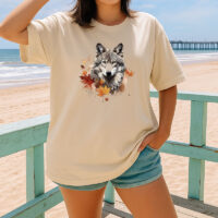 Alternative view of Tee Shirt Printed CANADIAN WILDLIFE Woodland Animals Maple Leaves #03