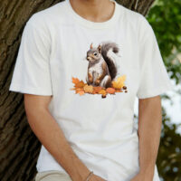 Tee Shirt Printed CANADIAN WILDLIFE Woodland Animals Maple Leaves #05