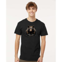 Tee Shirt Printed WILDLIFE WOODLAND ANIMALS Majestic Black Bear Art #1