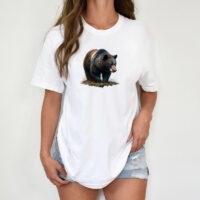 Tee Shirt Printed WILDLIFE WOODLAND ANIMALS Majestic Black Bear Art #3 - Image 4