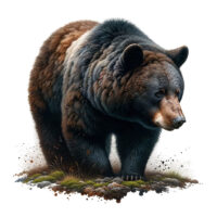 Tee Shirt Printed WILDLIFE WOODLAND ANIMALS Majestic Black Bear Art #3 - Image 3