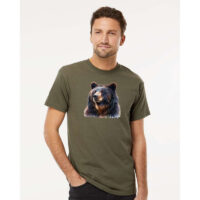 Tee Shirt Printed WILDLIFE WOODLAND ANIMALS Majestic Black Bear Art #4