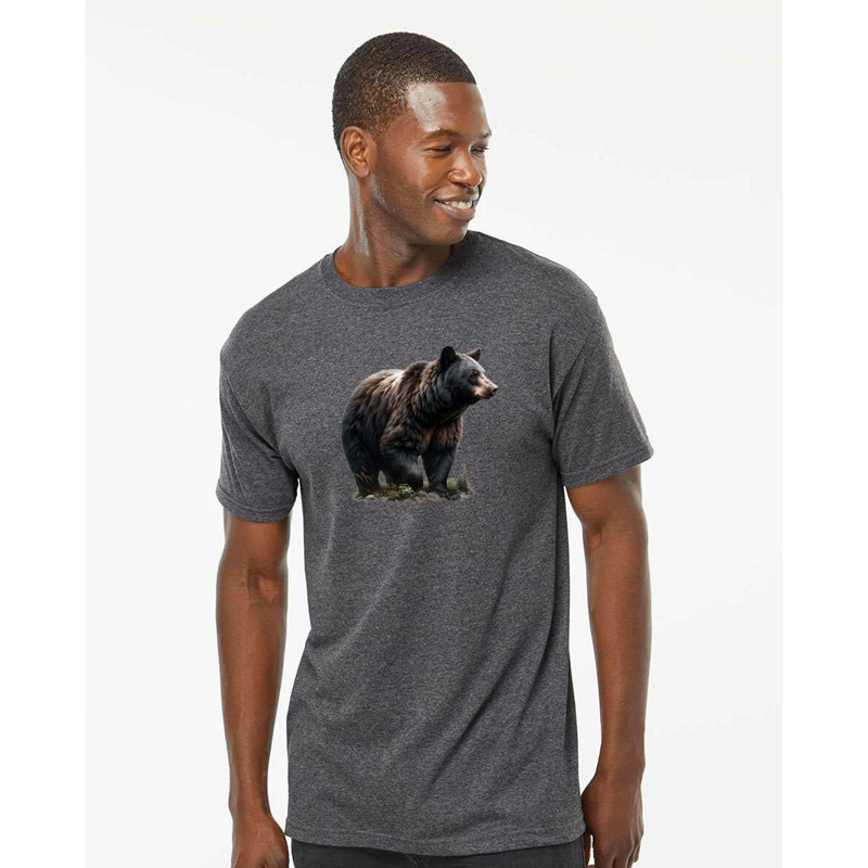 Tee Shirt Printed WILDLIFE WOODLAND ANIMALS Majestic Black Bear Art 6 Designs Assortment - Image 7