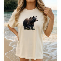 Alternative view of Tee Shirt Printed WILDLIFE WOODLAND ANIMALS Majestic Black Bear Art #6